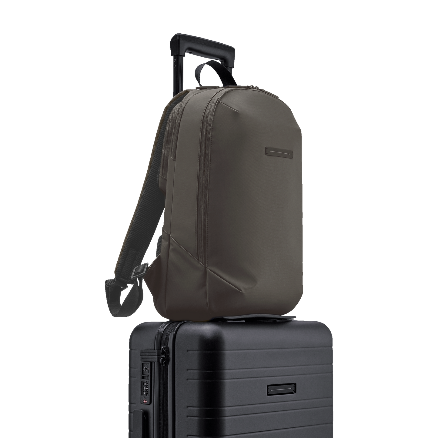Gion Rucksack Darkolive Detail Seitenansicht - Wasserabweisend Vegan Ergonomisch - Horizn Studios