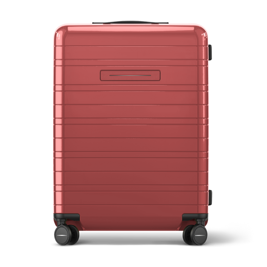 Koffer Essential Glossy True Red Vorderseite Bed - Hartschale Polycarbonat Leicht Robust - Horizn Studios