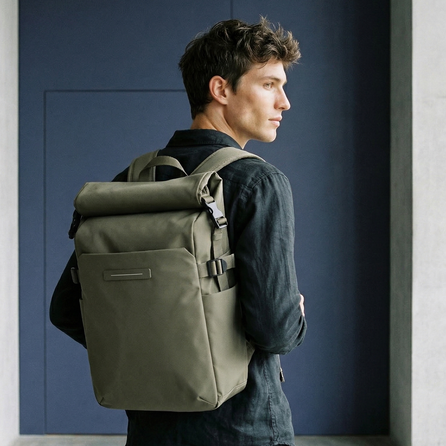 Shibuya Rolltop Backpack / All Black / Recycled Nylon
