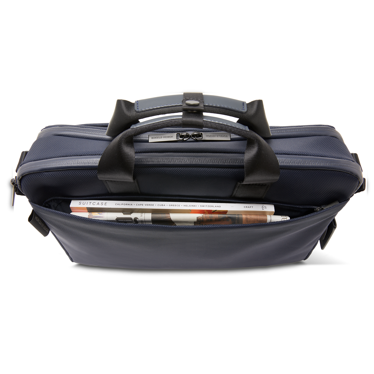 Midtown Briefcase Blau Rückseite Pocket - Horizn Studios