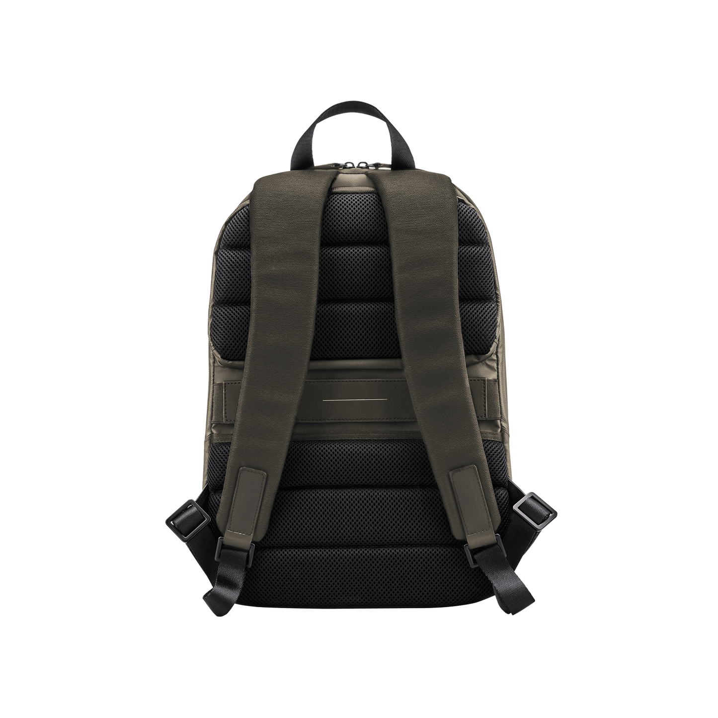 Gion Rucksack Darkolive Rückseite - Wasserabweisend Vegan Ergonomisch - Horizn Studios