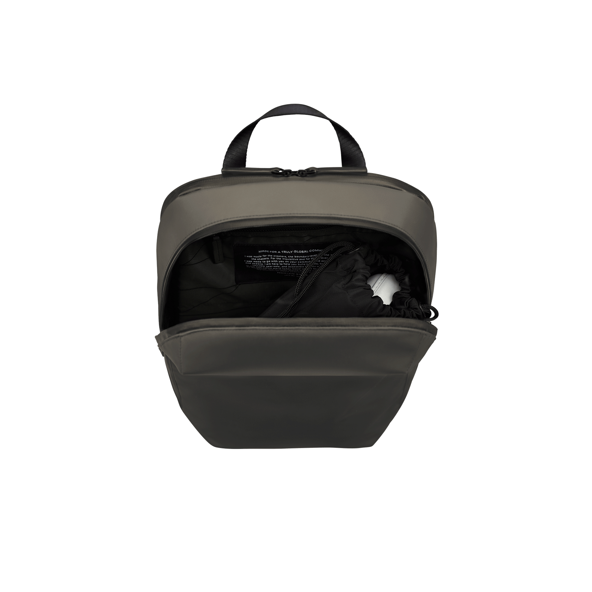 Gion Rucksack Darkolive Detail Maincompartment - Wasserabweisend Vegan Ergonomisch - Horizn Studios