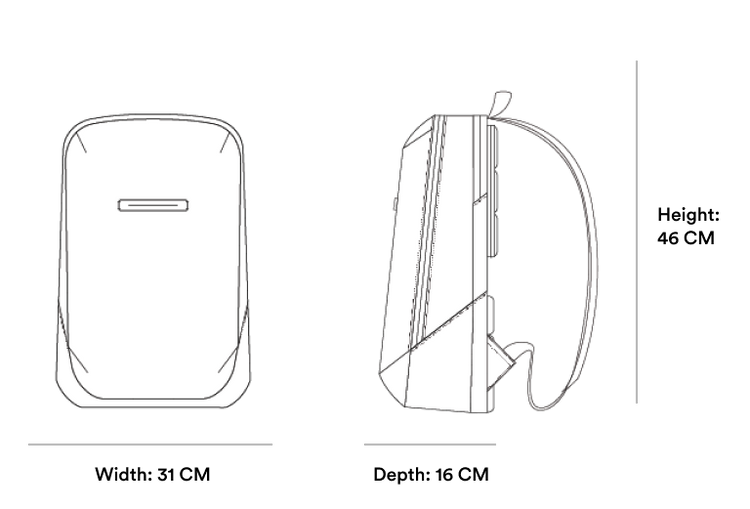 Gion Rucksack Infographic - Wasserabweisend Vegan Ergonomisch - Horizn Studios