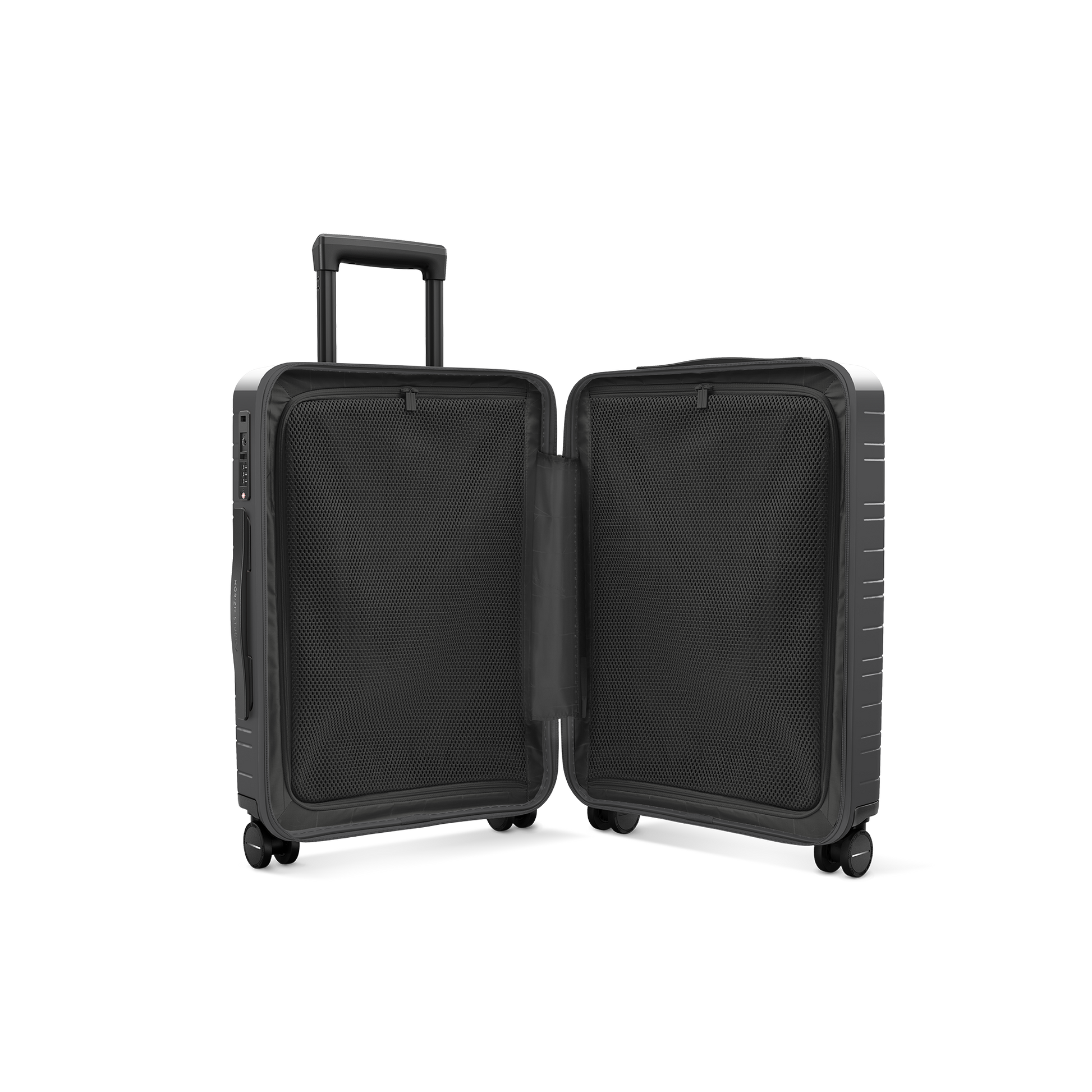 Koffer Essential Glossy Graphite Innenansicht - Hartschale Polycarbonat Leicht Robust - Horizn Studios