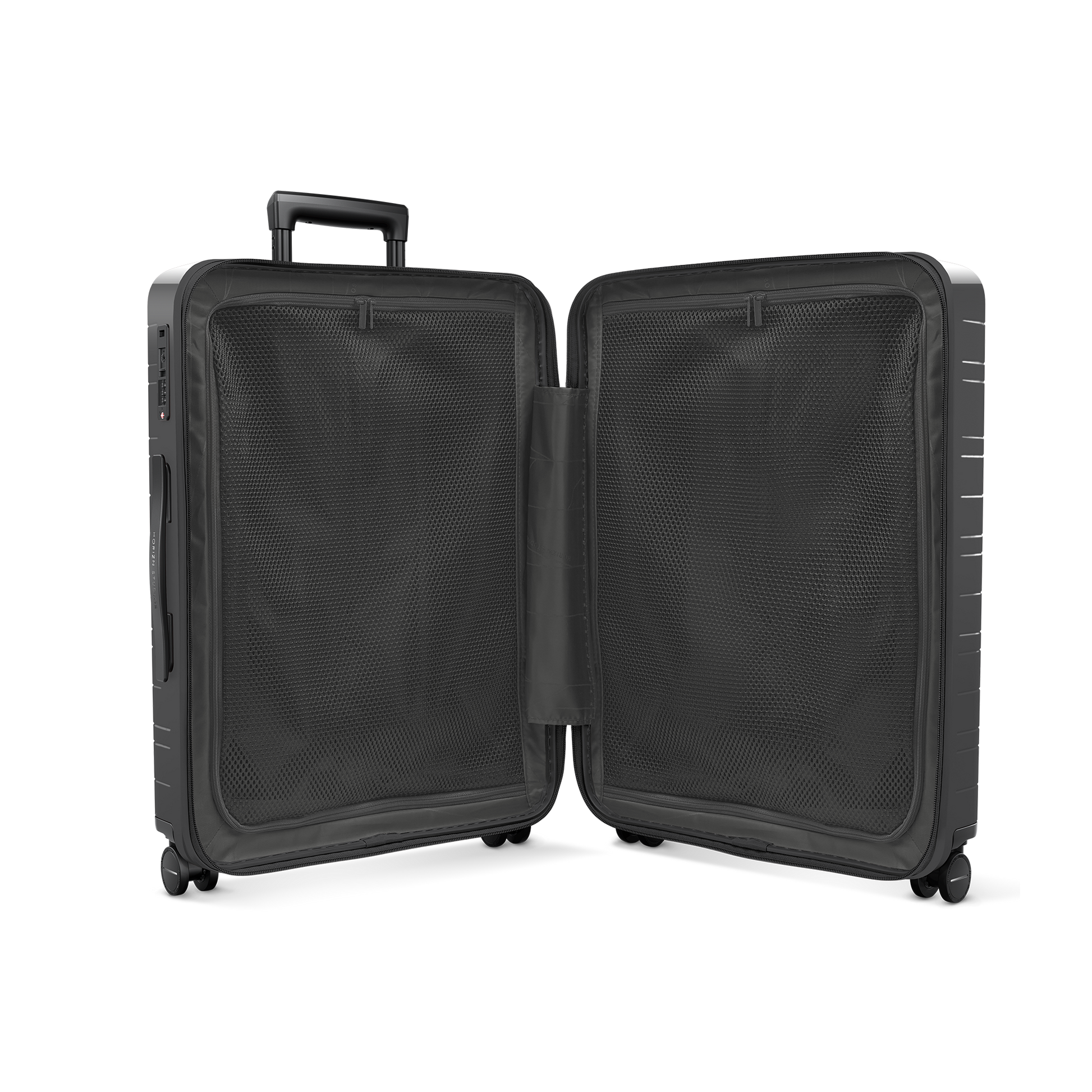 Koffer Essential Glossy Graphite Innenansicht Ecfd - Hartschale Polycarbonat Leicht Robust - Horizn Studios