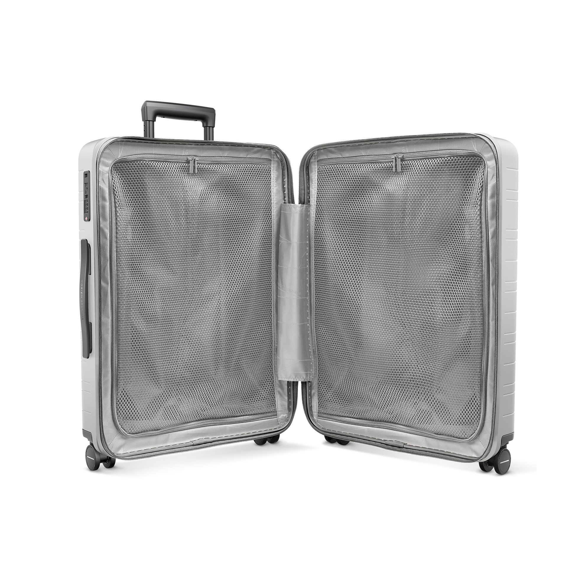 Koffer Essential Light Quartz Grau Innenansicht - Hartschale Polycarbonat Leicht Robust - Horizn Studios