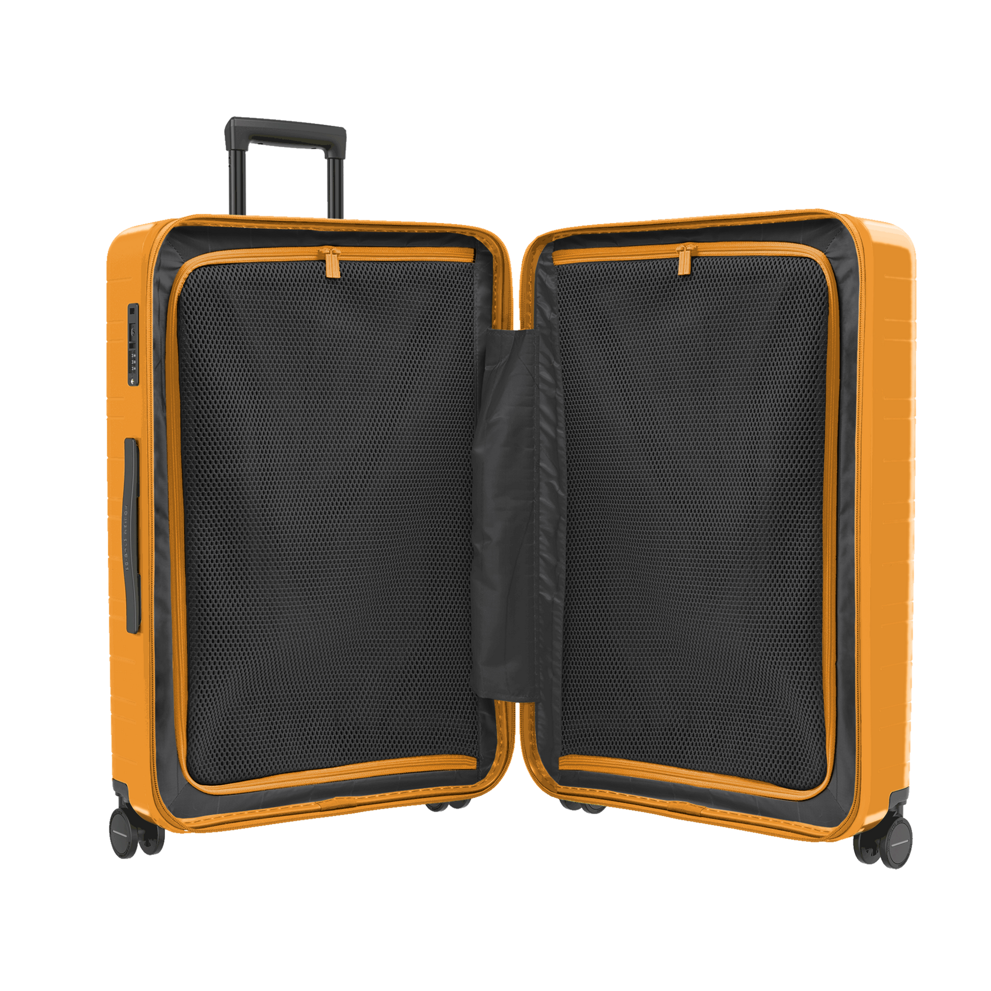 Koffer Essential Glossy Bright Amber Innenansicht - Hartschale Polycarbonat Leicht Robust - Horizn Studios
