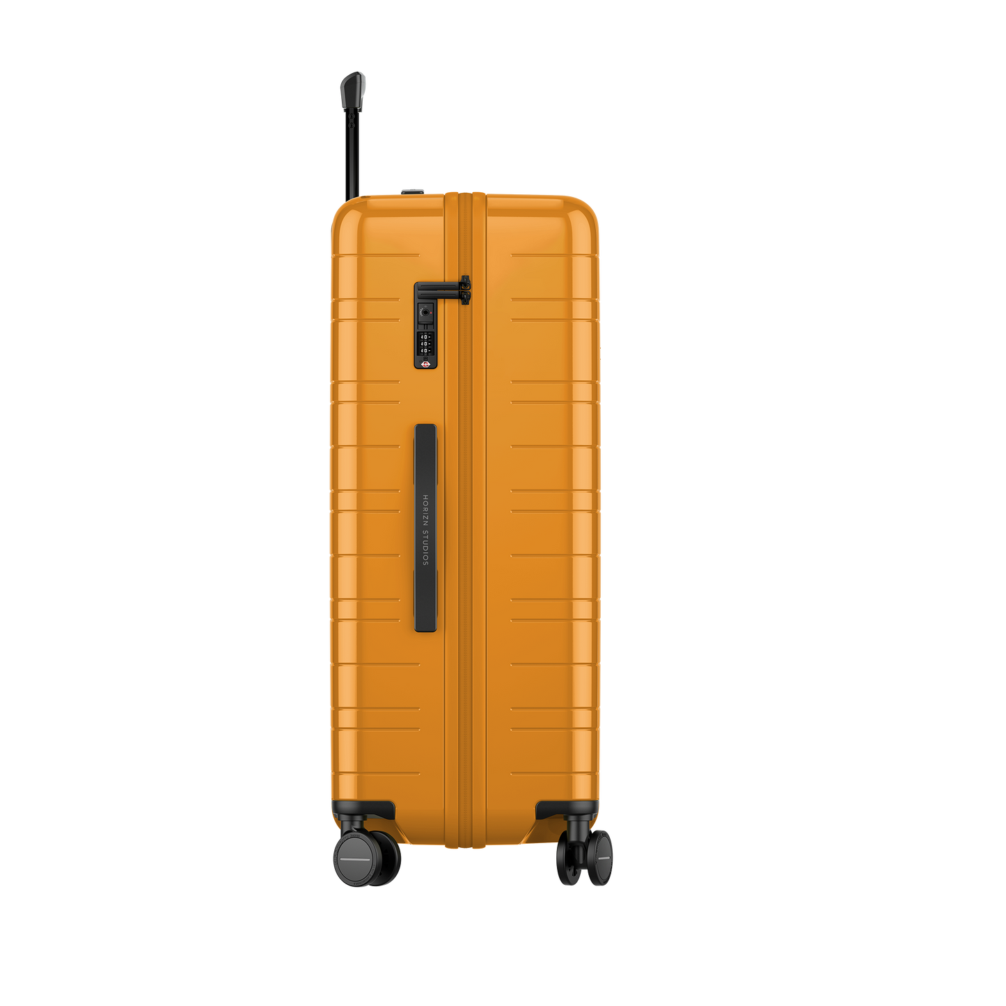 Koffer Essential Glossy Bright Amber Seitenansicht - Hartschale Polycarbonat Leicht Robust - Horizn Studios