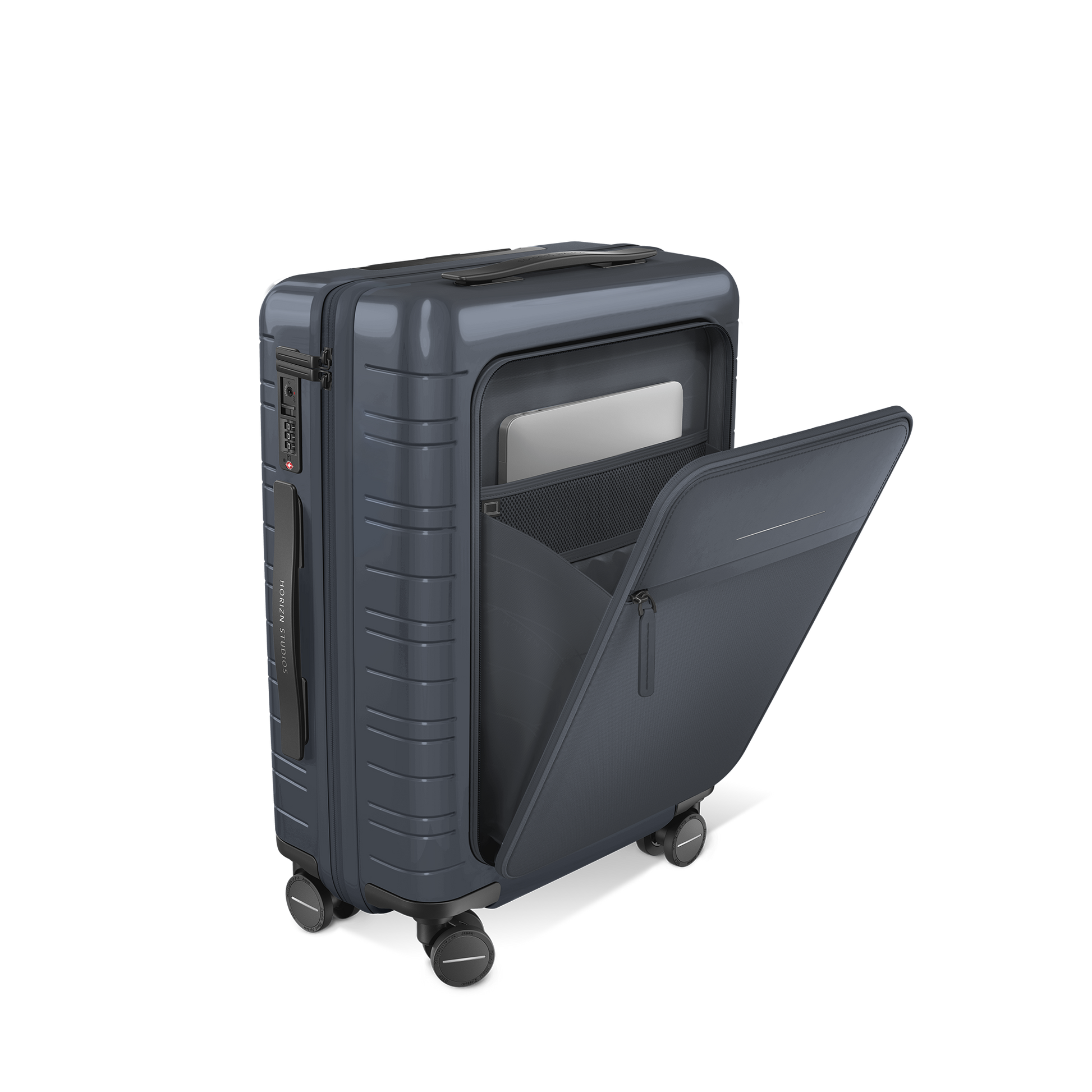 Koffer Essential Glossy Blau Open Pocket - Hartschale Polycarbonat Leicht Robust - Horizn Studios