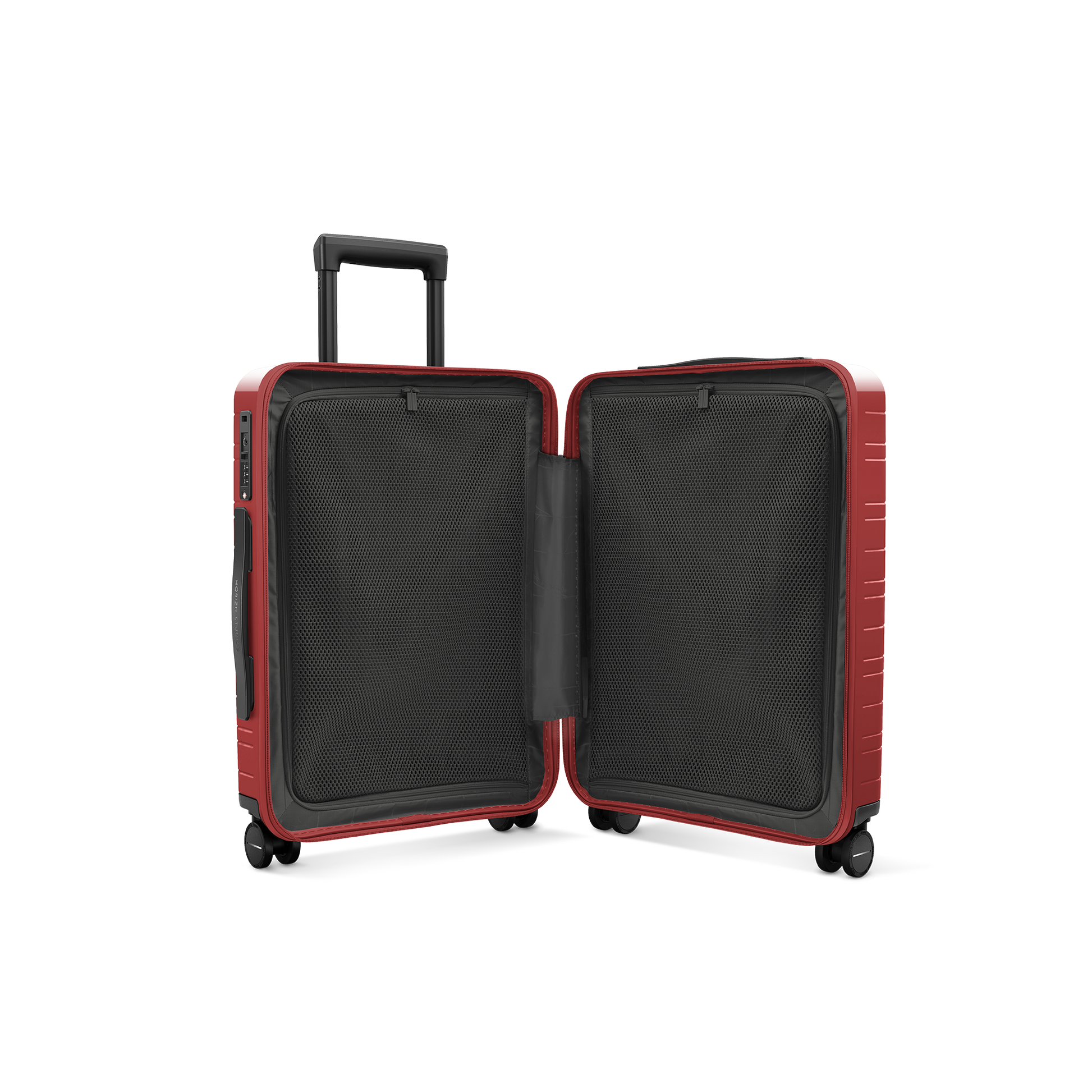 Koffer Essential Glossy True Red Innenansicht - Hartschale Polycarbonat Leicht Robust - Horizn Studios