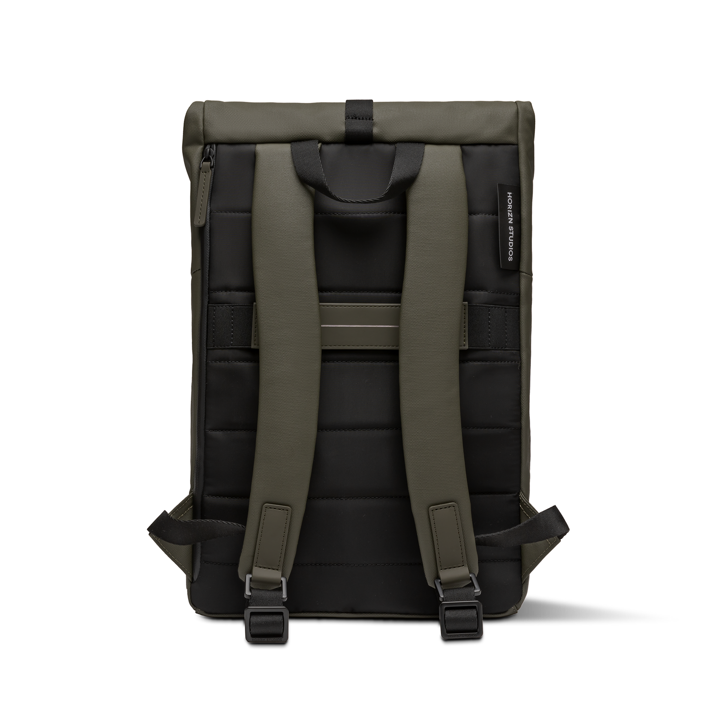 Sofo Rolltop Rucksack Rucksack Rucksack Grün Rückseite - Wasserabweisend Vegan Ergonomisch - Horizn Studios
