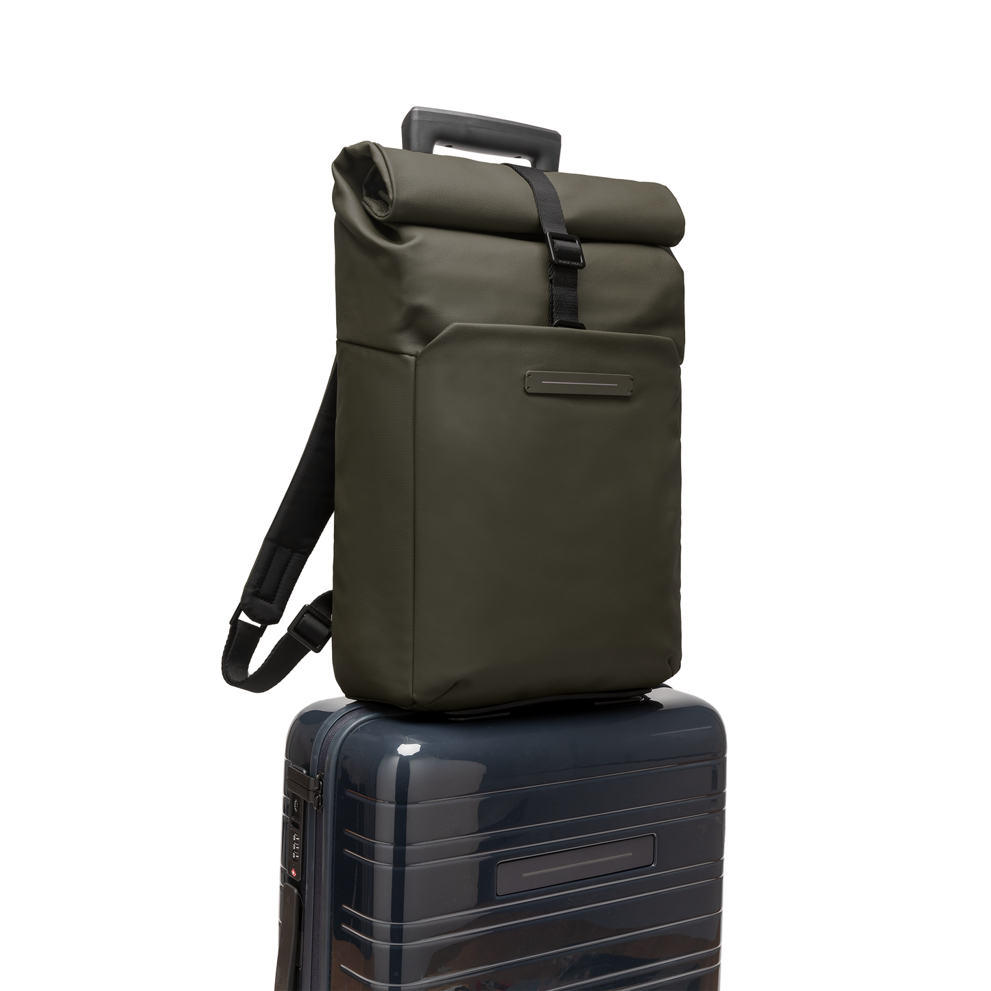 Sofo Rolltop Rucksack Rucksack Rucksack Grün Vorderseite Trolley - Wasserabweisend Vegan Ergonomisch - Horizn Studios