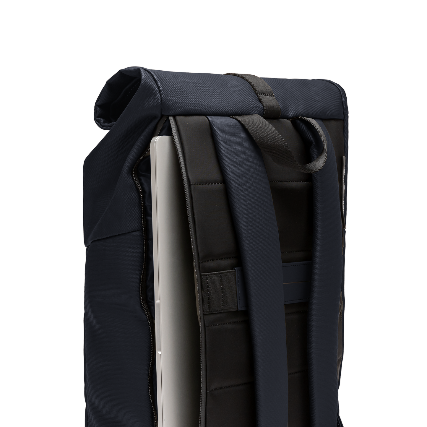 Sofo Rolltop Rucksack Rucksack Rucksack Blau Detail Laptop - Wasserabweisend Vegan Ergonomisch - Horizn Studios