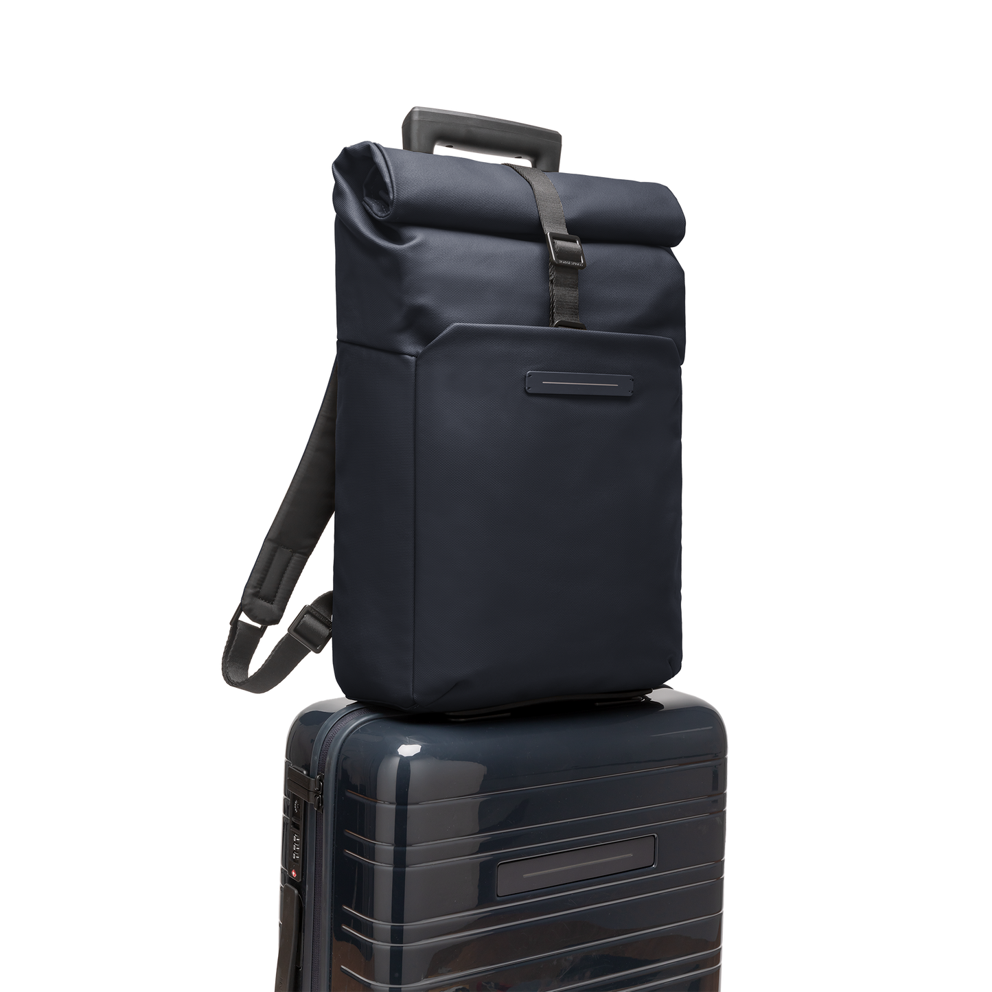 Sofo Rolltop Rucksack Rucksack Rucksack Blau Vorderseite Trolley - Wasserabweisend Vegan Ergonomisch - Horizn Studios