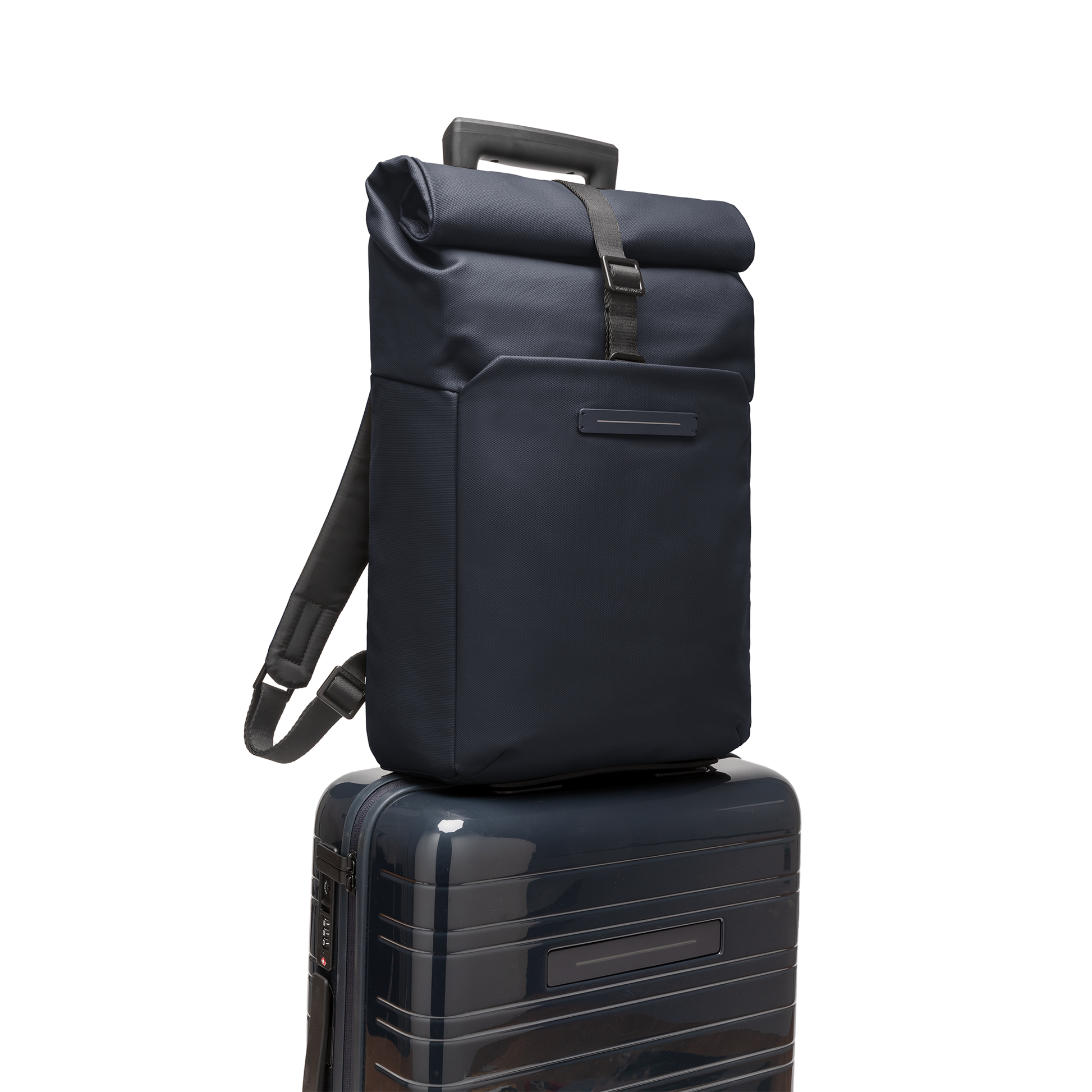 Sofo Rolltop Rucksack Rucksack Rucksack Blau Vorderseite Trolley - Wasserabweisend Vegan Ergonomisch - Horizn Studios
