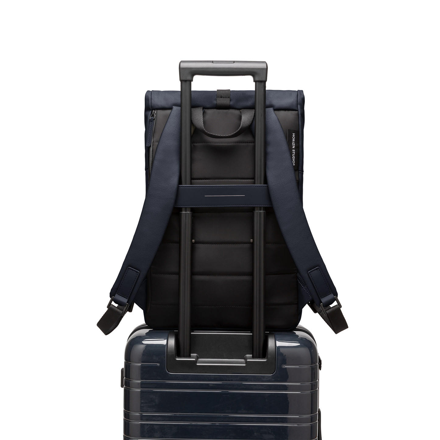 Sofo Rolltop Rucksack Rucksack Rucksack Blau Trolley Rückseite - Wasserabweisend Vegan Ergonomisch - Horizn Studios