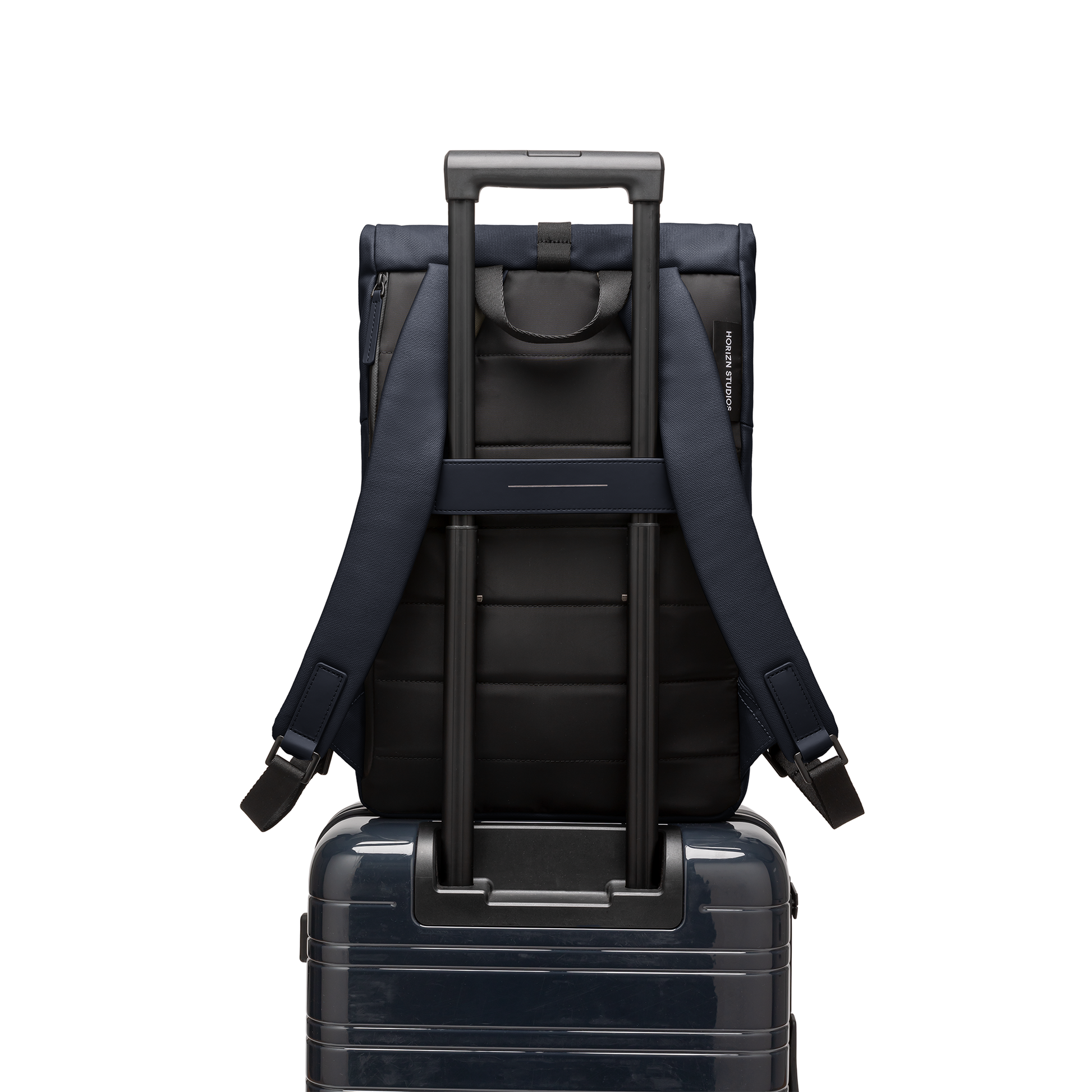 Sofo Rolltop Rucksack Rucksack Rucksack Blau Trolley Rückseite - Wasserabweisend Vegan Ergonomisch - Horizn Studios