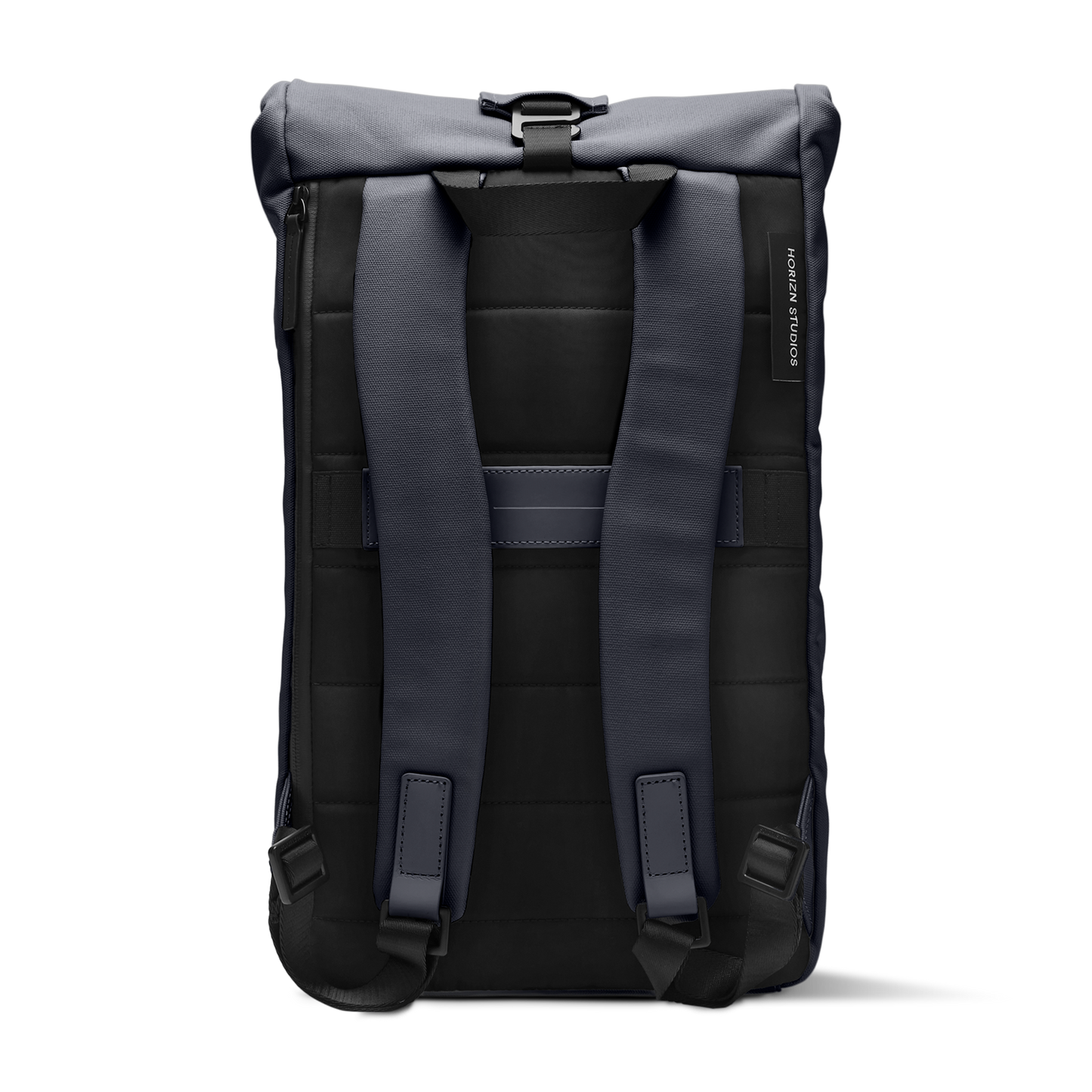 Sofo Rolltop Rucksack Blau Rückseite - Wasserabweisend Vegan Ergonomisch - Horizn Studios