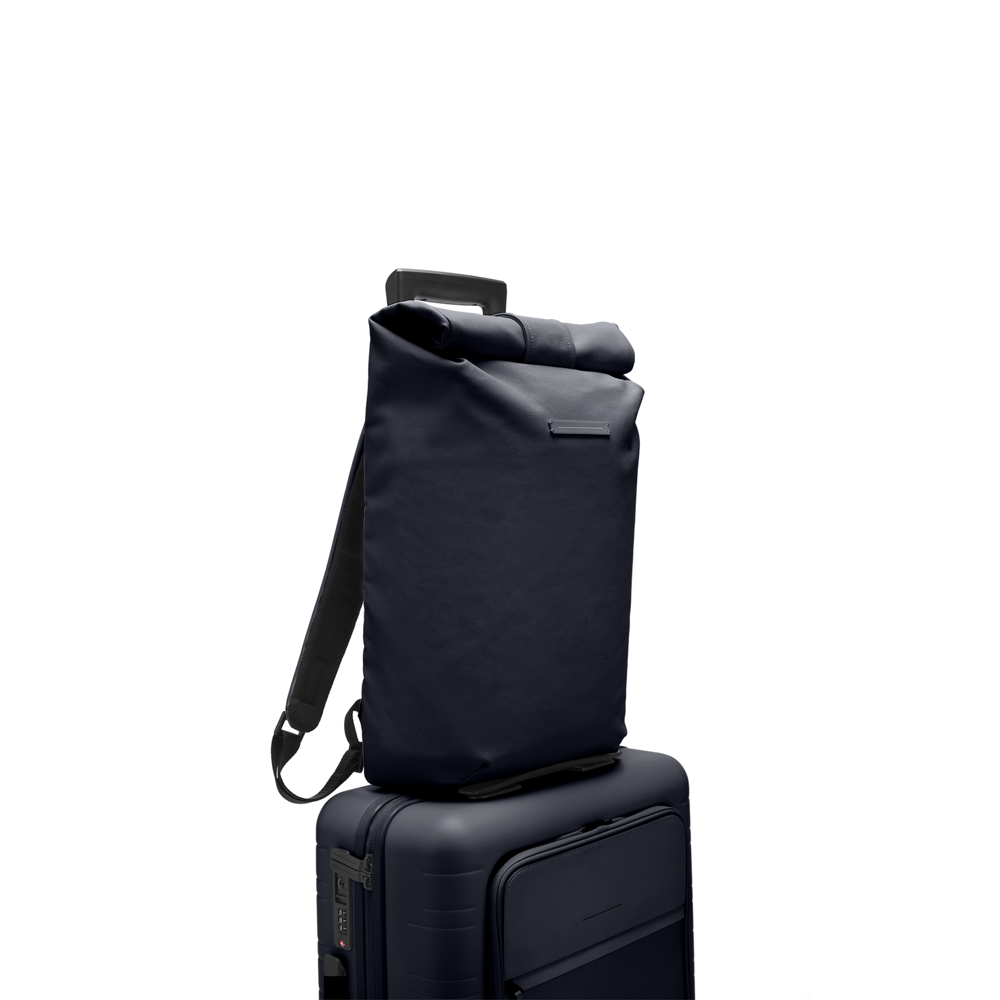 Sofo Rolltop Rucksack Blau Trolley Vorderseite - Wasserabweisend Vegan Ergonomisch - Horizn Studios