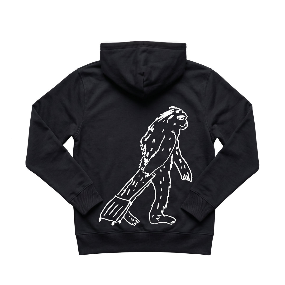 Travel Hoodie / All Black / Organic Cotton / Size L / Monster