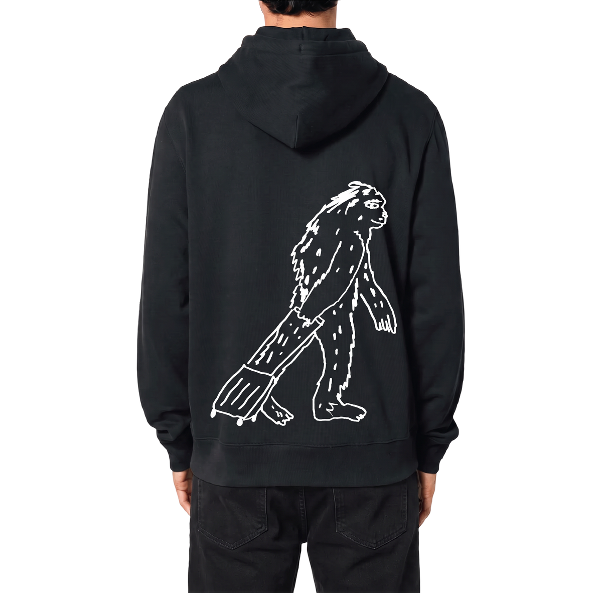 Travel Hoodie / All Black / Organic Cotton / Size L / Monster